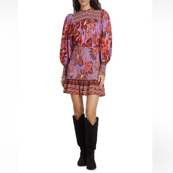 Farm Rio Sweet Floral Long Sleeve Minidress S - Picture 3 of 12